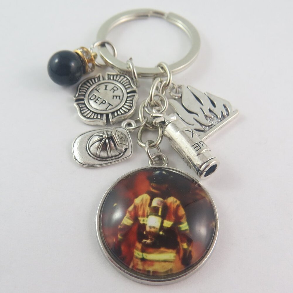 Firefighter Keychain Fireman Hero Key Ring Fire Department Bag Accessory Gift